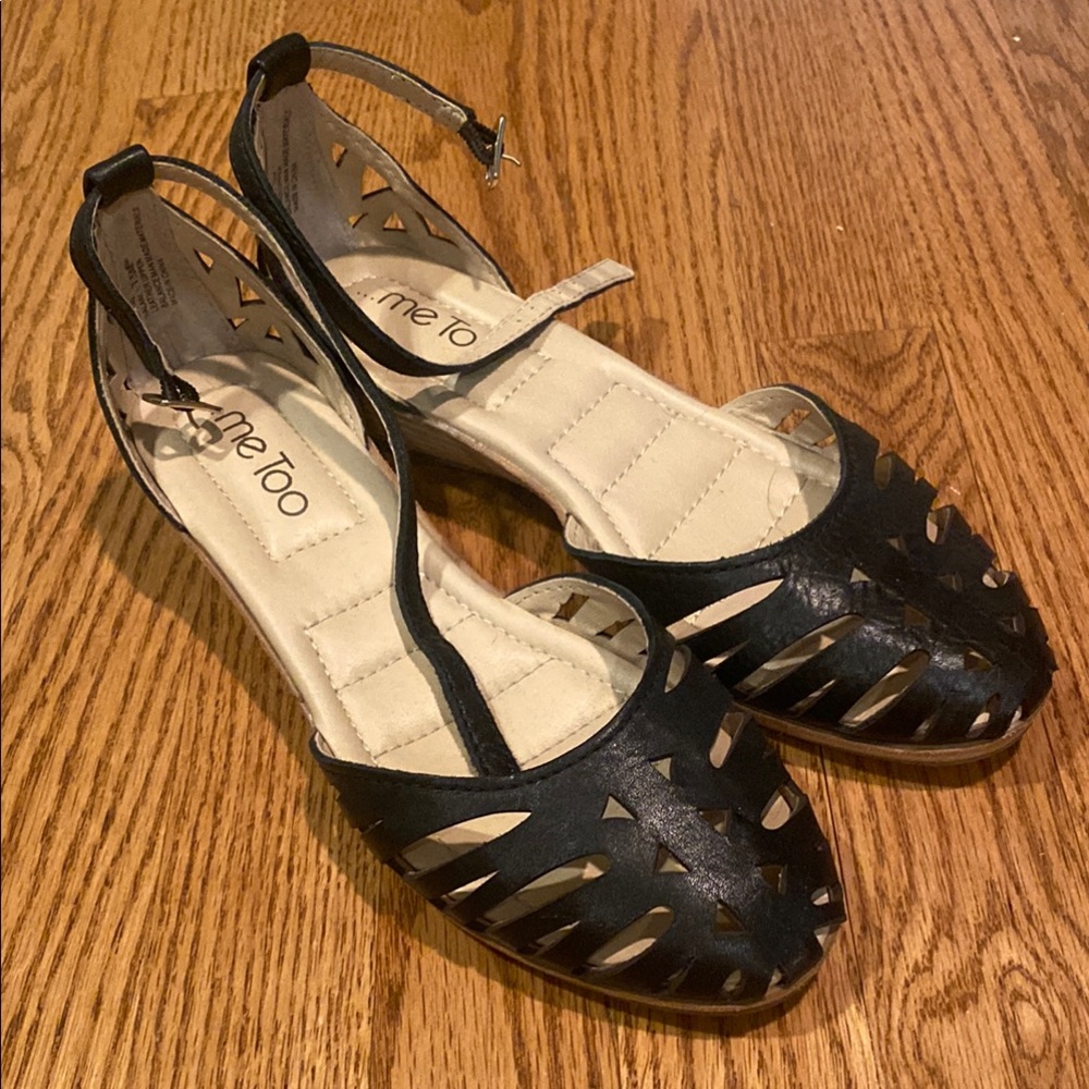 Me Too Black EUC Sandals with Closed-Toe Design.